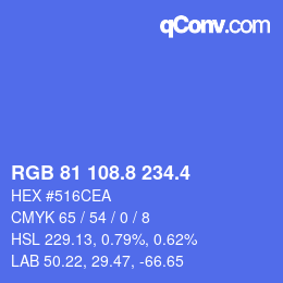 カラーコード: RGB 81 108.8 234.4 | qconv.com