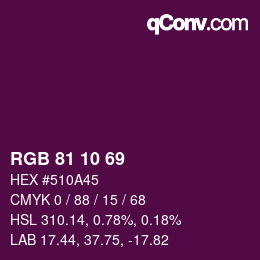 カラーコード: RGB 81 10 69 | qconv.com
