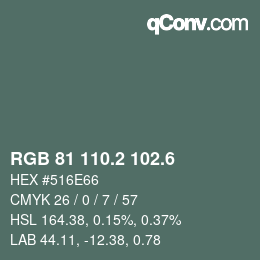 カラーコード: RGB 81 110.2 102.6 | qconv.com