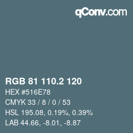 カラーコード: RGB 81 110.2 120 | qconv.com