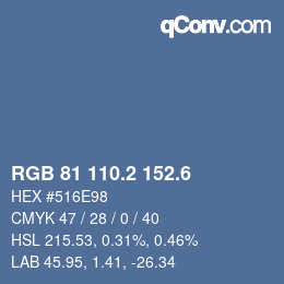カラーコード: RGB 81 110.2 152.6 | qconv.com