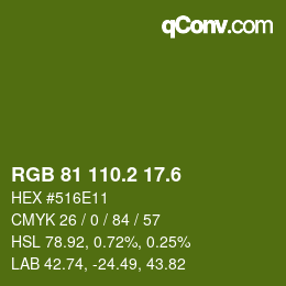 カラーコード: RGB 81 110.2 17.6 | qconv.com