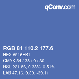 カラーコード: RGB 81 110.2 177.6 | qconv.com
