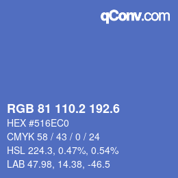カラーコード: RGB 81 110.2 192.6 | qconv.com