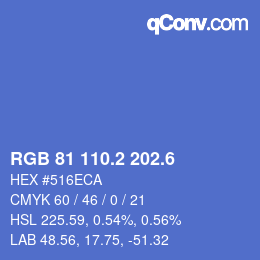 カラーコード: RGB 81 110.2 202.6 | qconv.com