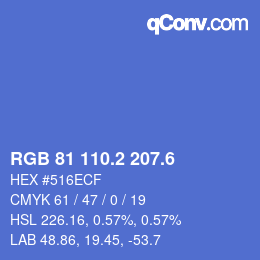 カラーコード: RGB 81 110.2 207.6 | qconv.com