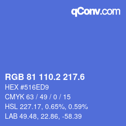 カラーコード: RGB 81 110.2 217.6 | qconv.com