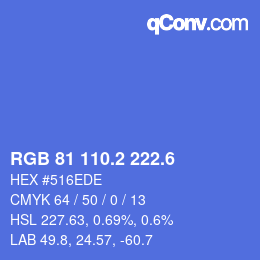 カラーコード: RGB 81 110.2 222.6 | qconv.com