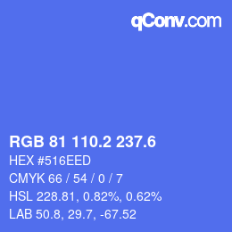 カラーコード: RGB 81 110.2 237.6 | qconv.com