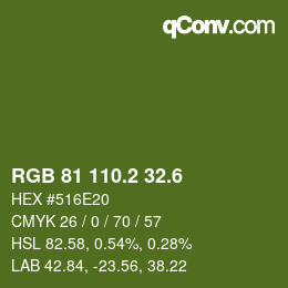 カラーコード: RGB 81 110.2 32.6 | qconv.com