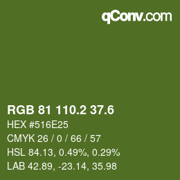 カラーコード: RGB 81 110.2 37.6 | qconv.com