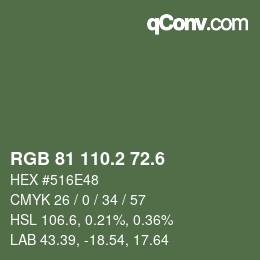カラーコード: RGB 81 110.2 72.6 | qconv.com