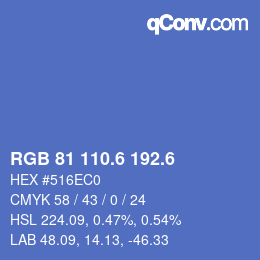 カラーコード: RGB 81 110.6 192.6 | qconv.com