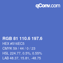 カラーコード: RGB 81 110.6 197.6 | qconv.com