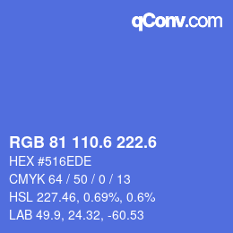 カラーコード: RGB 81 110.6 222.6 | qconv.com