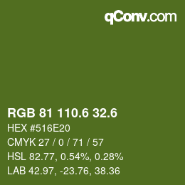 カラーコード: RGB 81 110.6 32.6 | qconv.com