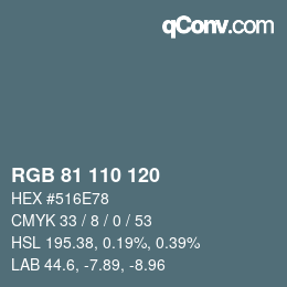 Código de color: RGB 81 110 120 | qconv.com