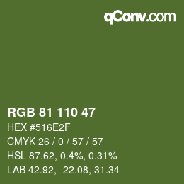 Color code: RGB 81 110 47 | qconv.com