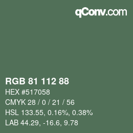 カラーコード: RGB 81 112 88 | qconv.com