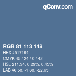 Color code: RGB 81 113 148 | qconv.com