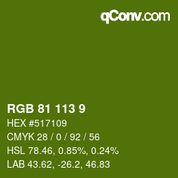 Color code: RGB 81 113 9 | qconv.com