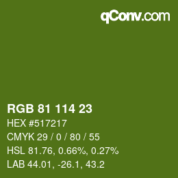 Color code: RGB 81 114 23 | qconv.com