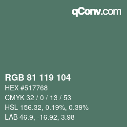 Code couleur: RGB 81 119 104 | qconv.com