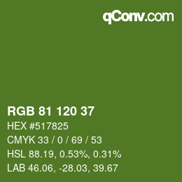 Color code: RGB 81 120 37 | qconv.com