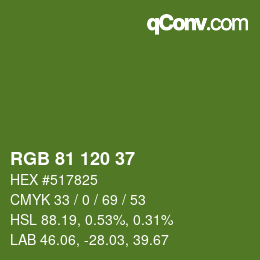 カラーコード: RGB 81 120 37 | qconv.com
