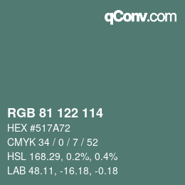 Color code: RGB 81 122 114 | qconv.com