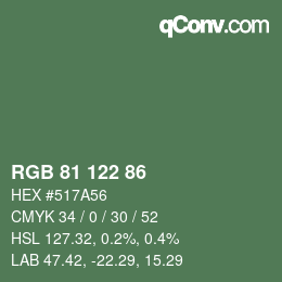Color code: RGB 81 122 86 | qconv.com