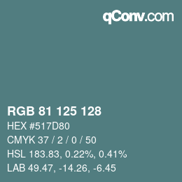 颜色代码: RGB 81 125 128 | qconv.com
