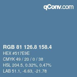 カラーコード: RGB 81 126.8 158.4 | qconv.com