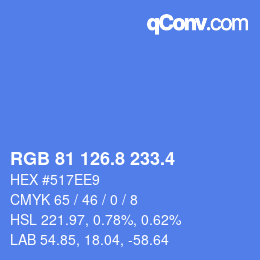 カラーコード: RGB 81 126.8 233.4 | qconv.com