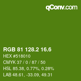 カラーコード: RGB 81 128.2 16.6 | qconv.com