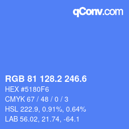 カラーコード: RGB 81 128.2 246.6 | qconv.com