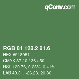 カラーコード: RGB 81 128.2 81.6 | qconv.com