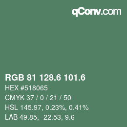 カラーコード: RGB 81 128.6 101.6 | qconv.com
