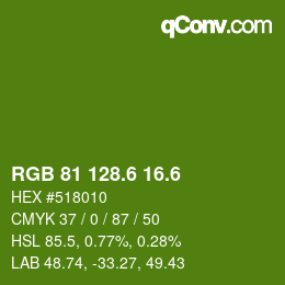 カラーコード: RGB 81 128.6 16.6 | qconv.com