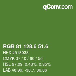 カラーコード: RGB 81 128.6 51.6 | qconv.com