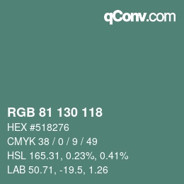 Farbcode: RGB 81 130 118 | qconv.com