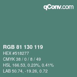 Farbcode: RGB 81 130 119 | qconv.com