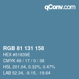 Color code: RGB 81 131 158 | qconv.com