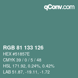 Farbcode: RGB 81 133 126 | qconv.com