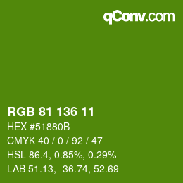 Color code: RGB 81 136 11 | qconv.com