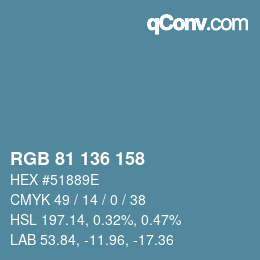 Color code: RGB 81 136 158 | qconv.com
