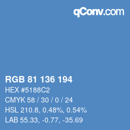 Color code: RGB 81 136 194 | qconv.com
