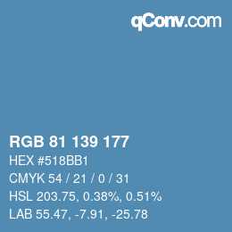 颜色代码: RGB 81 139 177 | qconv.com