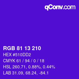 Color code: RGB 81 13 210 | qconv.com
