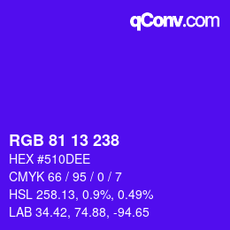 Color code: RGB 81 13 238 | qconv.com